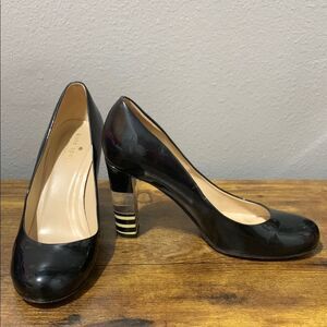 Kate Spade Leslie Lucite Patent Leather Black Pumps Size 7